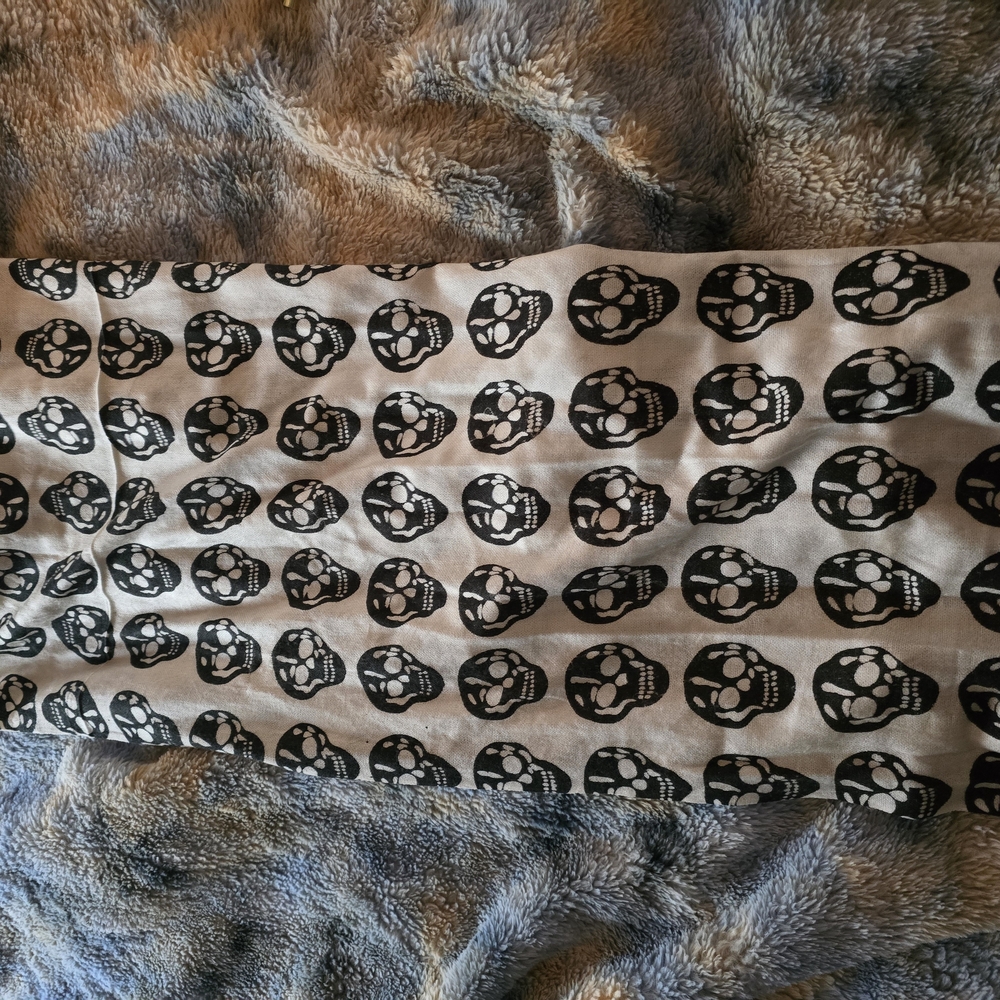 Skull Print Scarf - Cream and Black Infinity Very Soft Pashmina-like Material